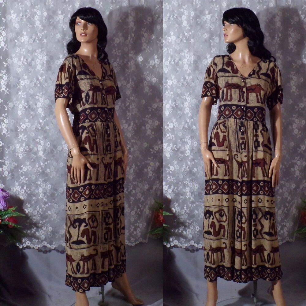 Vintage 90s Boho Jumpsuit Size Large 1990s Retro Hippie Artsy Ethnic Whimsigoth